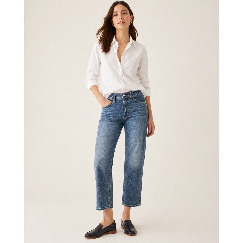 Signature by Levi Strauss Women High Rise Straight Jeansβ Size 8 Blue 27" Inseam